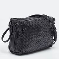 BOTTEGA VENETA Black Intrecciato Leather Nodini Double Zip Crossbody BagExpress your personal style with this high end crossbody bag. Crafted from quality materials, it has been added with fine details and is finished perfectly. It features a well sized interior. Size: Height: 20 cm, Width: 4 cm, Length: 23 cmMaterial: LeatherThis item has been used and may have some minor flaws. Before purchasing, please refer to the images for the exact condition of the item.