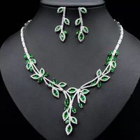 Stunning Silver & Emerald Green Bridal Necklace Earring Set - Etsy Serbia