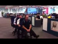 Office Olympics - Office chair rowing - YouTube