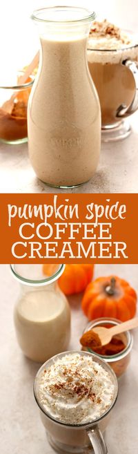 Homemade Pumpkin Spice Coffee Creamer - the easiest way to have a delicious cup of your favorite pumpkin spice latte made in your own kitchen! This creamer is crazy good!