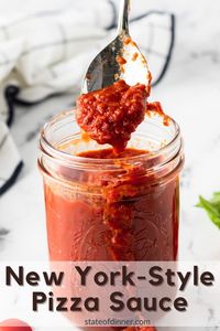 This New York-style pizza sauce recipe simmers on the stove to give you a flavorful and fresh-tasting sauce! It is slightly sweet and bursting with the flavors of tomatoes, garlic, and herbs. This delicious recipe is perfect for your next pizza night!