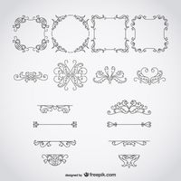 Calligraphic frames and ornaments Free Vector