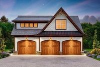 This carriage house presents an abundance of character with arched, garage doors, shake siding, and decorated gables. The depth of the garage provides enough space for additional storage, or a hobby shop. The vestibule leads to the second level, and includes a half bath. Upstairs, discover two, spacious rooms, along with the mechanical room.