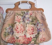 VINTAGE Barkcloth Era Pink ROSES Fabric by VintageFlowers on Etsy