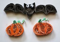 As Halloween is approaching fast we thought we would have a go at some seasonally inspired paper quilling choosing a bat and pumpkin to try ...