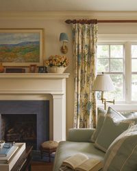 Hageman Homes & Interiors on Instagram: "the living room at our latest renovation project had great potential and plenty of charm! We redesigned the room for our clients and were able to repurpose those fantastic wood curtain rods. Would you believe the slipper sofas were also rebuild and recovered not brand new?! Classic is classic. 📸 @willreidphoto"