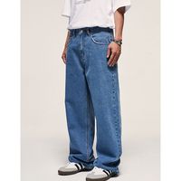 Washed Wide Leg Baggy Jeans  Material: 75% cotton + 25% polyester  Size: S, M, L, XL, Color: Blue  Season: Spring, Autumn, Winter   Occasion: Leisure, Outdoor, Daily, Vacation