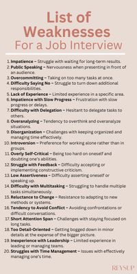 Here's a list of 20 weaknesses to help answer job interview questions