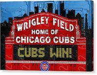 Vintage Chicago Canvas Art - Cubs Win Wrigley Field Chicago Illinois recycled Vintage License Plate Baseball Team Art by Design Turnpike