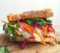 Grilled Chicken Banh-Mi with Pickled Vegetables and Sriracha Mayo