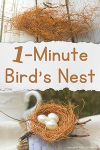 This super easy craft tutorial will show you how to make a small bird's nest in less than a minute. Perfect for Spring and Easter decor, we used ours to make napkin rings. Get the full how-to @ACraftyMix