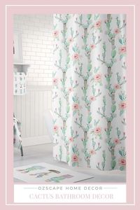 Sweet cactus watercolor bathroom theme for your girls  bathroom decor will delight all boho girly girls.  Let your toddler bathe amongst this gorgeous  cactus flower shower curtain. Browse our kids bathroom decor ideas and more  kids designs @ https://etsy.me/3hF6z6N  #ozscapehomedecor   #girlsbathroomideas #cactuswatercolor #girlsbathroomdecor  #girlsbathroomsisters #cactusbathroomtheme #girlsbathroomdesign  #kidsbathroommakeover