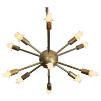 Mid-Century Modernist Brass Sputnik Chandelier For Sale at 1stdibs