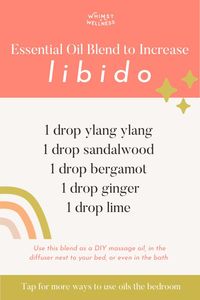 Ylang Ylang, Sandalwood, Bergamot, Ginger and Lime make up this yummy blend to increase libido! Tap to read our blog post alll about libido and how to increase intimacy naturally!