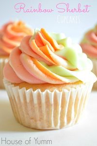 Rainbow Sherbet Cupcakes