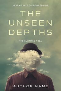 The book cover design for ‘The Unseen Depths’ embodies a mysterious and intriguing theme. The cover features a person in a dark shirt and hat with their head obscured by a cloud, hinting at hidden thoughts and emotions. Birds flying around the cloud add an additional layer of symbolism, suggesting exploration and freedom of thought. The title is written in pale yellow letters, ‘The Unseen Depths,’ while the subtitle area and author name are in white, maintaining a cohesive and enigmatic look. This cover is suitable for psychological fiction, mystery, or literary works exploring the unknown aspects of the human mind.