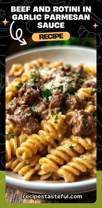 This Beef and Rotini in Garlic Parmesan Sauce is the perfect weeknight comfort food, offering a rich, creamy sauce that coats the spiral-shaped rotini pasta beautifully. The hearty ground beef adds depth and savoriness, while the garlic and Parmesan create a flavorful base that will have everyone coming back for seconds. The dish is quick, easy, and perfect for busy nights when you need something both satisfying and delicious. #GarlicParmesan #BeefPasta #RotiniRecipe #CreamyPasta #EasyDinner