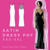 "Elevate your sewing journey with our Satin Dress Sewing Pattern! Designed for both glamour and comfort, this pattern is your ticket to creating a show-stopping dress that feels as luxurious as it looks. Perfect for special occasions or just adding a touch of elegance to your everyday, our user-friendly instructions make crafting this satin beauty a breeze.  This is an intermediate PDF pattern, to make it more beginner use pre-made strap from your local fabric store! Materials Needed: Satin fabric (yardage depends on your size) 1.7 Yards with 60\" wide fabric for sizes xxs-xxl Matching thread Sewing machine Scissors Pins Spaghetti strap maker (optional) It is a digital PDF download in the sizes US Letter, A4 or A0. You can easily download it at home or at any print shop. We promise you 100