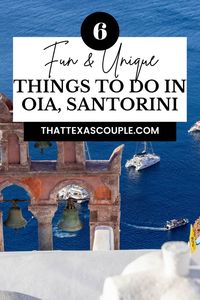 If you are planning a visit to Santorini, don't miss the picturesque village of Oia. This post outlines six fun and unique things to do in Oia to assist you in planning your trip. From the iconic blue domed churches to the winding cobblestone streets, we bet you will fall in love with Oia just like we did. Greece travel | things to do in Santorini | Europe travel | places to visit in Greece | blue domed churches in Greece | romantic travel destinations | Greece | Oia Village | travel guide