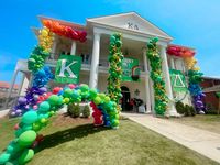 Bama rush, ole miss sorority recruitment, lucky me im a KD, balloon rainbow decor inspo