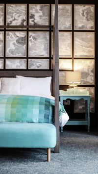 This Modern Irish hotel is set next to the Atlantic Ocean; the interior design combines modern with rustic traditional decor ideas.  While the architecture of the reception is rustic with details found in a country cottage or farmhouse. The natural seaside setting inspires the bedrooms and suites colors.   | #desk | #bed| #headboard |