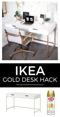 How to create a white and gold desk for under $200 from Ikea in five simple, easy-to-understand steps. The best Ikea hack ever!