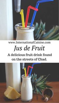 Chad Jus de Fruit is a refreshing drink made with fresh fruit, milk, ice and a hint of cardamom and nutmeg. I made mine with pineapple but you can use any fruit you love or a combination of them. Perfect for a summer dessert or a morning smoothie. #Chad #chaddessert #chaddrink #chadianfood #chadiancuisine #fruitdrink #internationalcuisine #internationalfood #worldfood