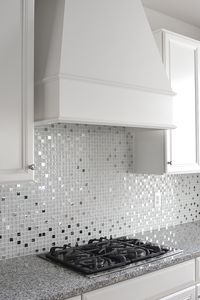 5+ White (Glass & Metal) Backsplash Tile (Luna Pearl Granite Countertop)