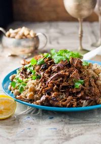 Middle Eastern Shredded Lamb with Chickpea Pilaf (Rice)