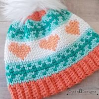 You're Peachy Keen Beanie (Child Size) | Chain 8 Designs FREE Waistcoat Stitch Crochet Pattern