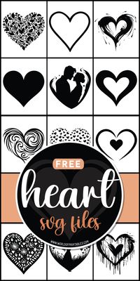 Use these amazing Free Heart SVGs with your Cricut machine or other cutting software. You can also print them and use them with your crafts! Perfect for Valentine's Day.