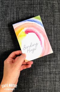 Because we could all use a hug sometimes and it’s not always easy to get to the person who needs it. So send a paper hug and let them know you love them and they’re on your mind. #cards #rainbow #encouragementcard #watercolor #handmade