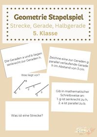 Srapelspiel zur Vorbereitung auf einen Mathetest zum Thema Geometrie: Strecke, Gerade, Halbstrecke.