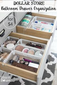 Dollar Store Bathroom Drawer Organization | Bless'er House