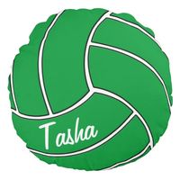 Custom Green #Volleyball Round Pillow