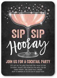 Everyday Party Invitations: Sip Sip Party Invitation, Rounded Corners, Pink, 5x7 Flat Card