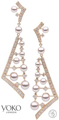 Brilliant Luxury♦YOKO London Stellar Akoya Pearl and Diamond Earrings in 18ct Yellow Gold