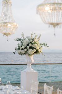 Wedding with Roses, peonies, hydrangeas, chandeliers