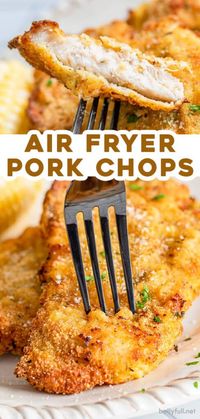 These easy air fryer pork chops have a perfectly crispy exterior, tender inside, and are cooked so quickly. Pair them with your favorite side dish and you have a wonderful 20 minute meal for any weeknight!