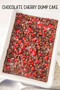 This chocolate cherry dump cake is the perfect blend of rich chocolate and sweet cherries – and only takes four ingredients to make! The whole family will love this quick dessert recipe.