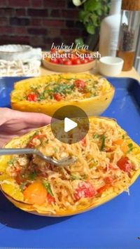 The Mediterranean Diet Plan 🇺🇸 on Instagram: "🫒🥘 Tomato-Pesto Baked Feta Spaghetti Squash.

🙏 Thank you: dishingouthealth

😍 Type "Squash" If you Want to Get More FREE Mediterranean Recipes from Me

💁‍♀️ With this Tomato-Pesto Baked Feta Spaghetti Squash:
✅️ The calorie of this dish is only 351 calories.
✅️ You only need 1 main ingredients: Squash.

👉Ingredients
▢1 medium spaghetti squash, halved lengthwise and seeded
▢3 Tbsp. extra-virgin olive oil, divided
▢Kosher salt and black pepper to taste
▢8 oz. cherry tomatoes (about 1 1/2 cups)
▢3 Tbsp. pesto
▢2 garlic cloves, minced
▢Pinch of chili flakes
▢2 (2-oz.) wedges feta cheese (from a block of feta)
▢Fresh chopped basil for garnish

Instructions
Preheat oven to 400ºF. Place the squash halves on a rimmed baking sheet. Brush the cu