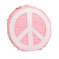 This mini peace sign handmade pink piñata favor makes the perfect favor for your groovy event. Hand them out in place of a traditional card or fill with goodies and send your guests home with these tiny treasures. Perfect to fill with small treat!> Contains one piñata > Does NOT come filled > Made of 110lb cardstock> Designed in Montreal by LulaFlora