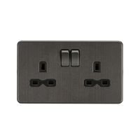 Knightsbridge Smoked Bronze 13A Double Switched Socket SFR9000SB | Click4Electrics