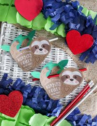 "Looking for a super cute classroom kid's valentine? Look no further! This EDITABLE PDF \"It's so fun hanging out with you\" sloth pencil hugger valentine printable is too sweet to pass up! Personalize it with any name you would like! Print and slide a pencil through the arms of the sloth printable for an adorable valentine in minutes! Perfect school and classroom parties! *Note: The free printable, non-editable, version of this design is available on my site, Just Add Confetti at: https://www.j