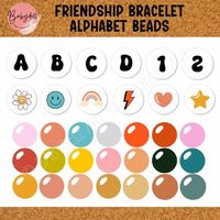 Retro Groovy Friendship Bracelet Bulletin Board Kit Alphabet Beads Classroom