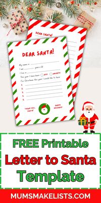 Your kids will love creating their very own Letter to Santa with this FREE printable Letter to Santa template! With two styles available—one for younger kids and one for older kids—this Santa wishlist printable is the perfect way to get into the holiday spirit. These Christmas letter printables are an awesome keepsake to cherish for years. Download your letters to Santa template free printable now! 🎄 #ListForSantaPrintable #FreePrintableLetterToSanta #SantaWishlistPrintable