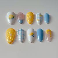 Blue Lemon Press on Nails 10 Press on Nails Custom Made - Etsy