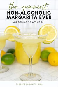 This is the yummiest non-alcoholic margarita mocktail ever. At least according to my kids. All you need is three ingredients!