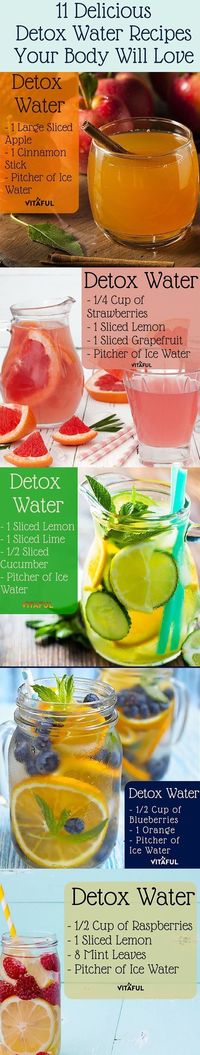 11 Delicious Detox Water Recipes Your Body Will Love. Are you trying to lose weight, improve your digestive health, fight inflammation and/or boost your immune system? These detox water recipes can help you…