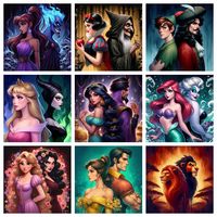 Princess and Villain Disney DIY Diamond Painting Kits Mermaid Evil Queen Cartoon Embroidery Mosaic